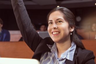 Student raises hand